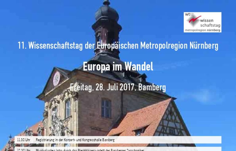 Prof. Sturm am 28. Juli beim Wissenschaftstag der Europäischen Metropolregion Nürnberg „Europa im Wandel“