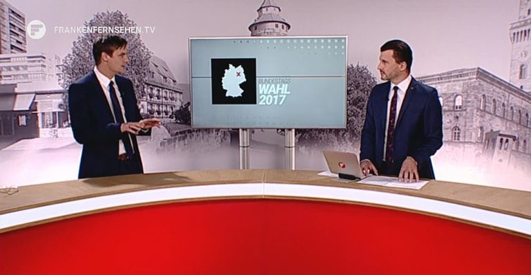 Dr. Thorsten Winkelmann kommentierte die Bundestagswahl 2017 live im Franken Fernsehen