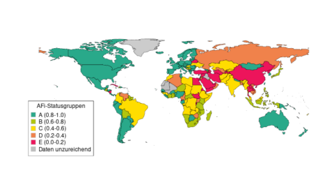 Academic Freedom Index 2020: V-Dem Daten v11. Visualisierung mit AFi-Statusgruppen von Forschenden der FAU/GPPi.