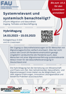 Zum Artikel "Hybridtagung zu (Flucht-)Migration und Gesundheit am 14. und 15. März 2023"