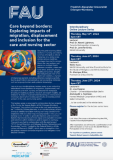 Zum Artikel "Beginn der Veranstaltungsreihe „Care beyond borders: Exploring impacts of migration, displacement and inclusion for the care and nursing sector“ im Mai"