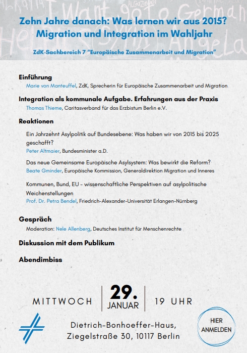 Zum Artikel "„Zehn Jahre danach: Was lernen wir aus 2015?“ Veranstaltung zu Migration und Integration"